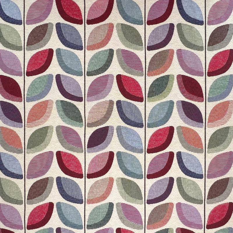 Colourful leaves on a vine printed on an upholstery tapestry fabric