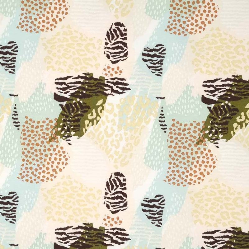 A summer animal print design printed on a cotton french terry fabric