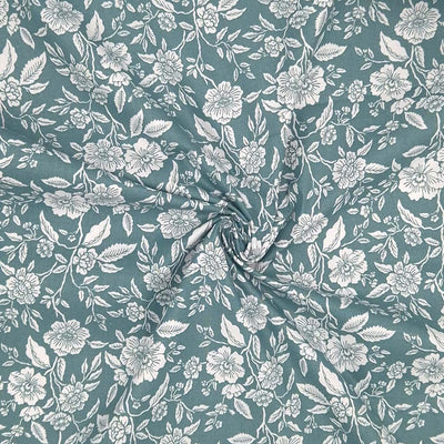 Roses, printed on a rich blue 100% cotton fabric