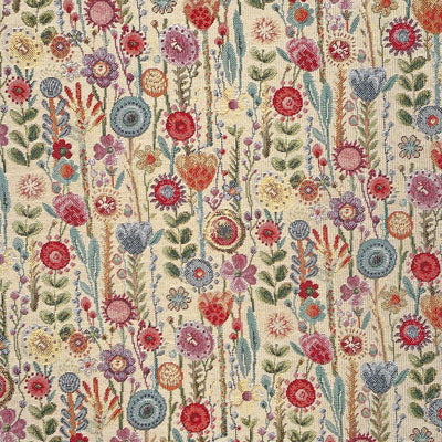 Flowers printed on a tapestry upholstery fabric