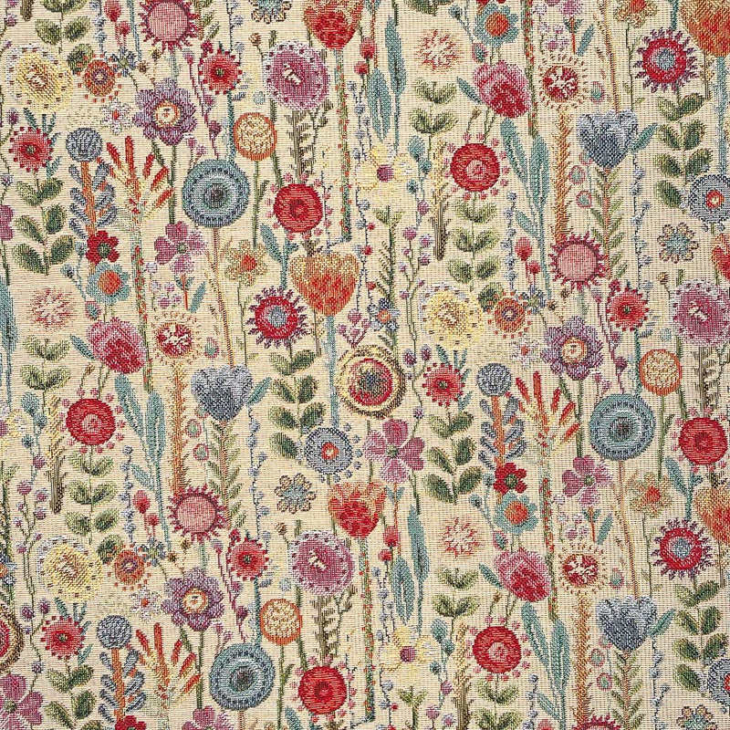 Flowers printed on a tapestry upholstery fabric