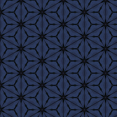 Bloom Noctural hexagonal printed quilting fabric in blues