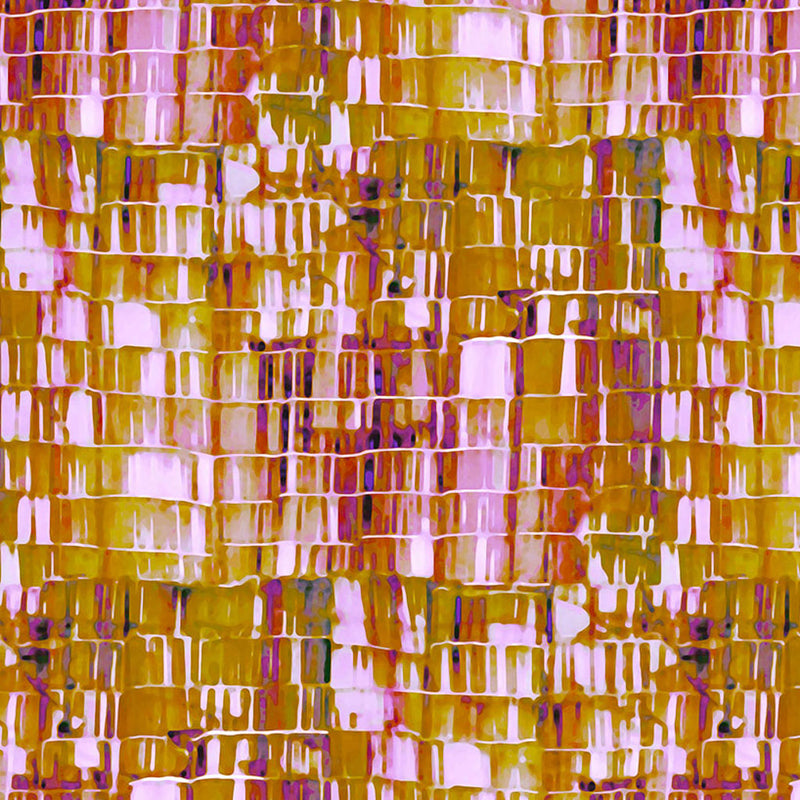 Abstract pattern with orange, pink, and purple colours on a cotton quilting fabric