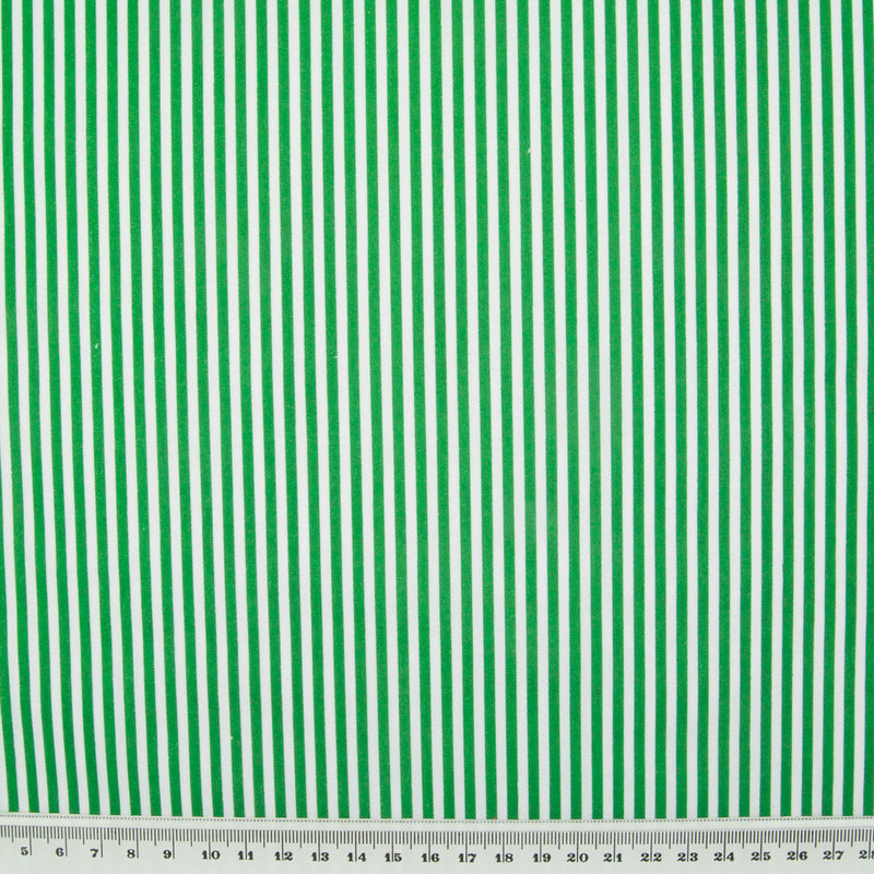 Green and white candy stripe fabric