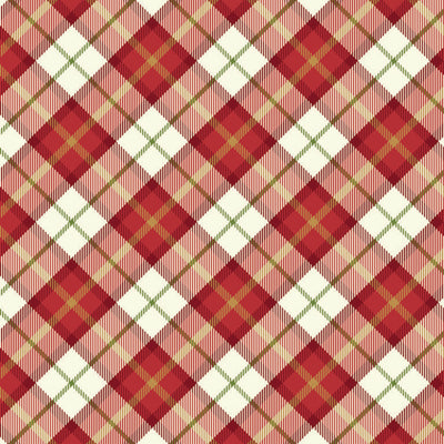 Red and white tartan on a cotton quilting fabric