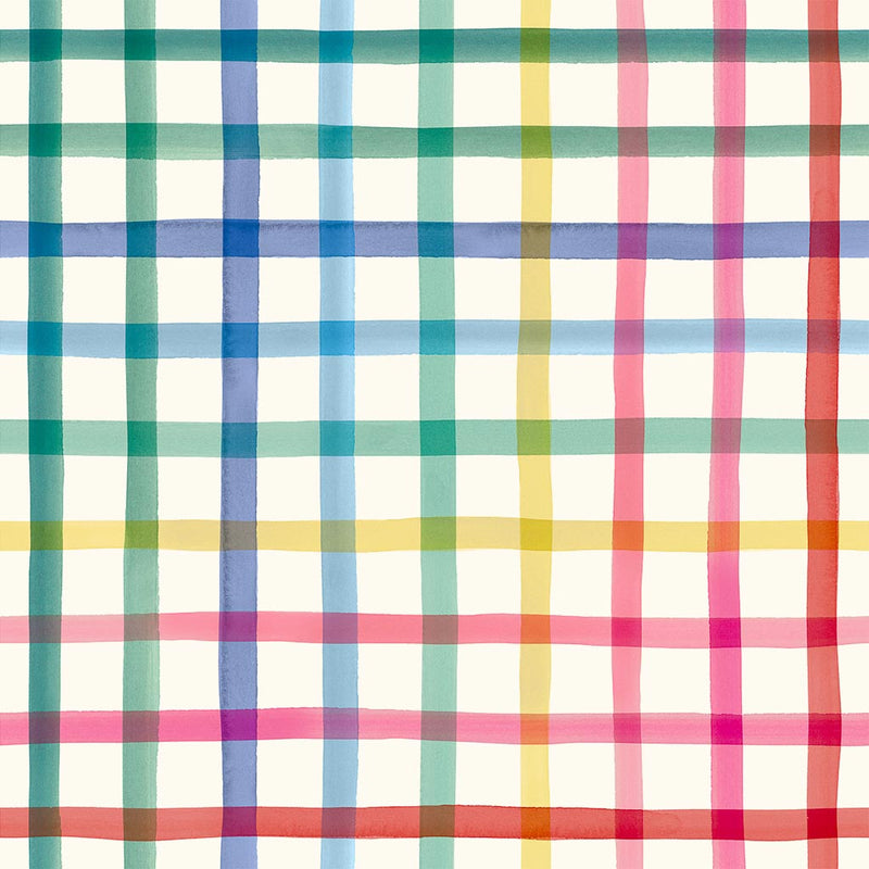 A colourful gingham printed on a cotton fabric by Lewis & Irene