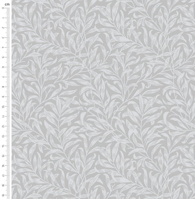 Silver willow bough design printed on quilting fabric with a cm ruler