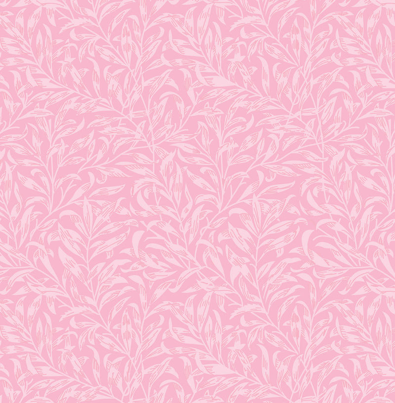 Pale pink willow bough design printed on quilting fabric
