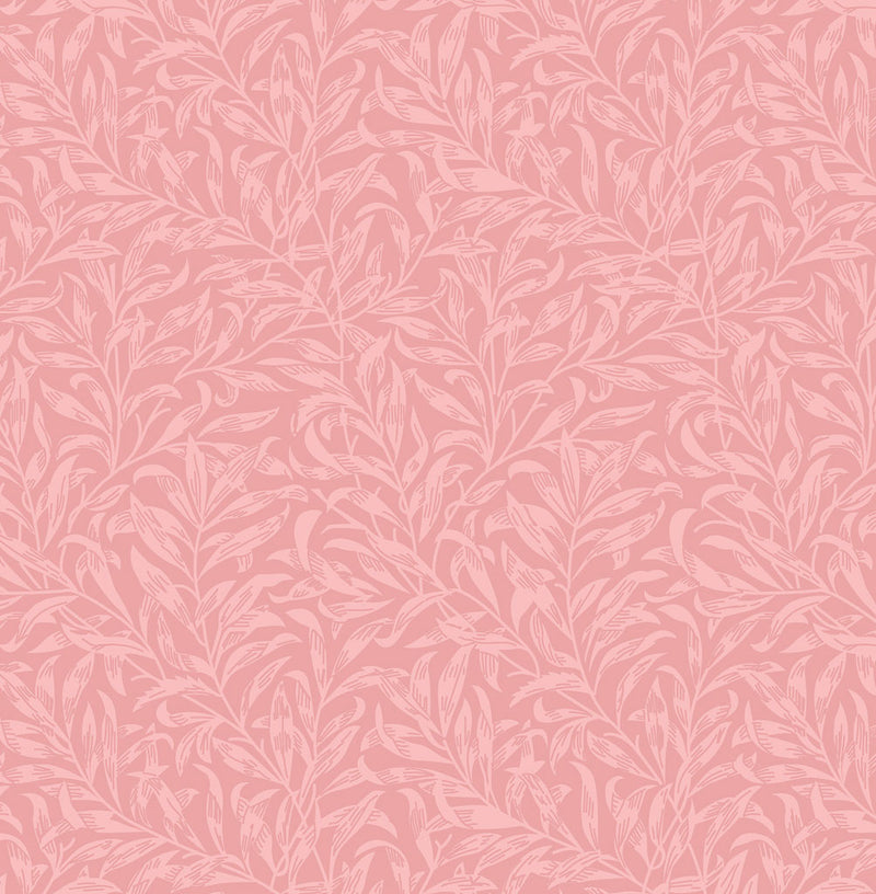 Dusky pink willow bough design printed on quilting fabric