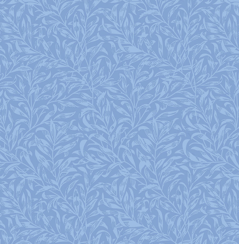 Cornflower blue willow bough design printed on quilting fabric