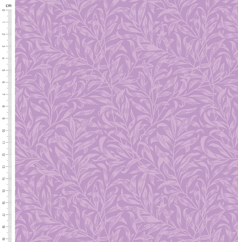 Orchid willow bough design printed on quilting fabric with a cm ruler
