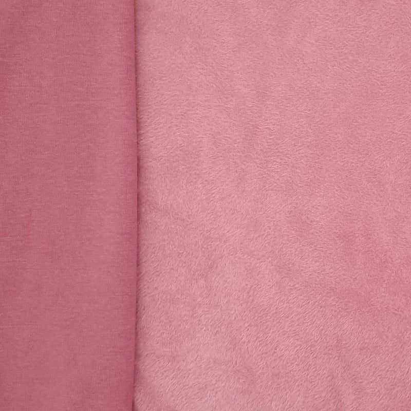 Alpine fleece in dusky pink showing fleece and reverse side