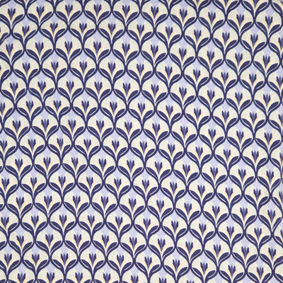 Patterned fabric with blue floral design on a light viscose fabric