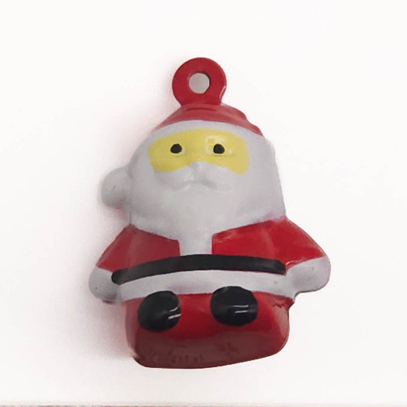 A metal bell shaped like a Santa Claus character on a white background