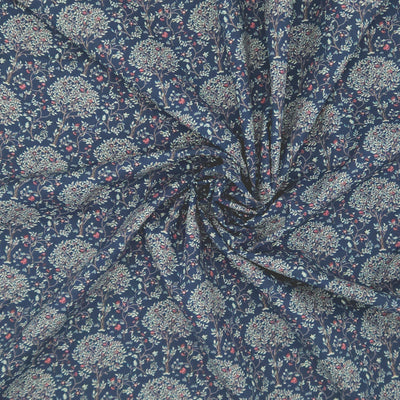 Floral patterned fabric with a dark blue pima cotton lawn fabric