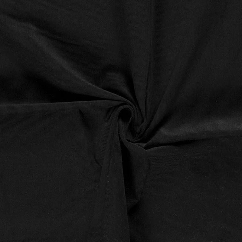 Black cotton needlecord fabric