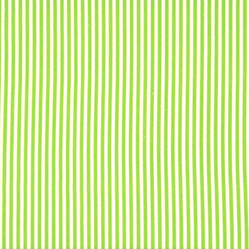 Apple green candy stripes printed on a quality white 100% cotton fabric.