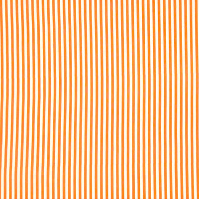 Orange candy stripes printed on a white cotton fabric