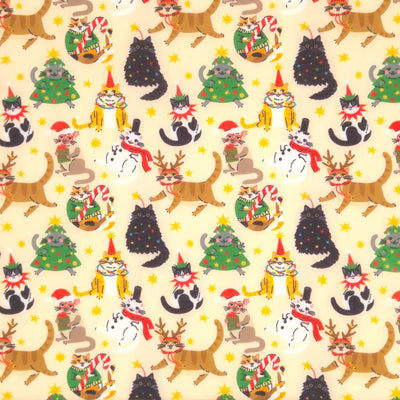 Christmas cats printed on a polycotton fabric