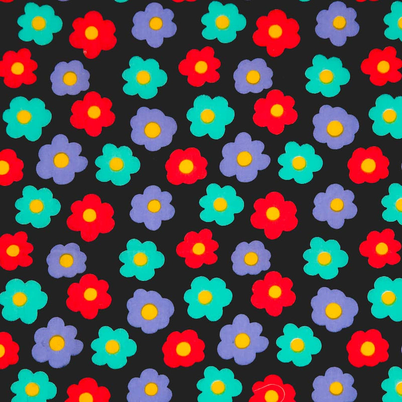 Cloud Daisies - Black - Polycotton