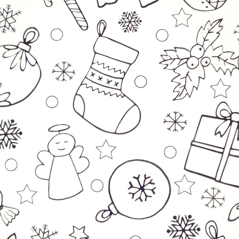 Christmas scene printed on a white cotton fabric by Little Johnny