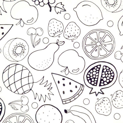 Fruit printed on a white cotton fabric by Little Johnny.