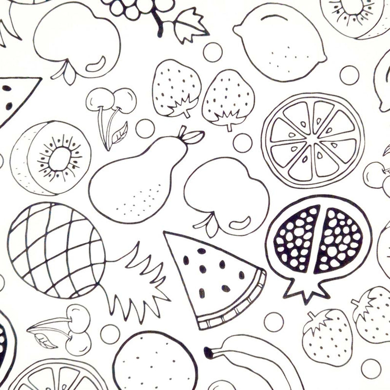 Fruit printed on a white cotton fabric by Little Johnny.