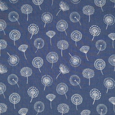 Dandelions printed on a denim chambray fabric