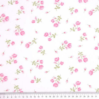 Floral pattern with pink flowers on a white background