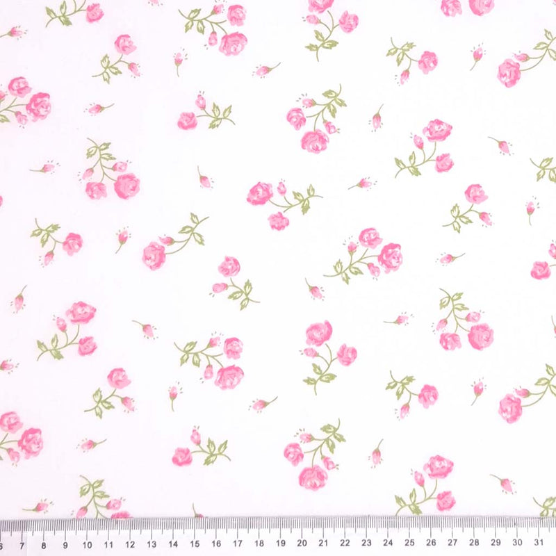 Floral pattern with pink flowers on a white background