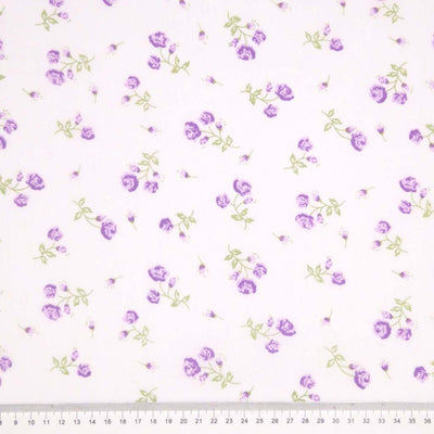 Floral pattern with purple flowers on a white background
