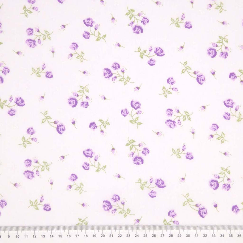 Floral pattern with purple flowers on a white background