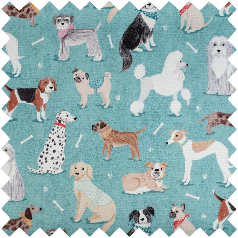 Turquoise dog printed fabric