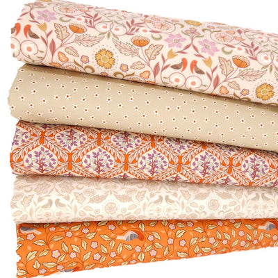 Isabella florals in a fat quarter bundle in rust and beige colours