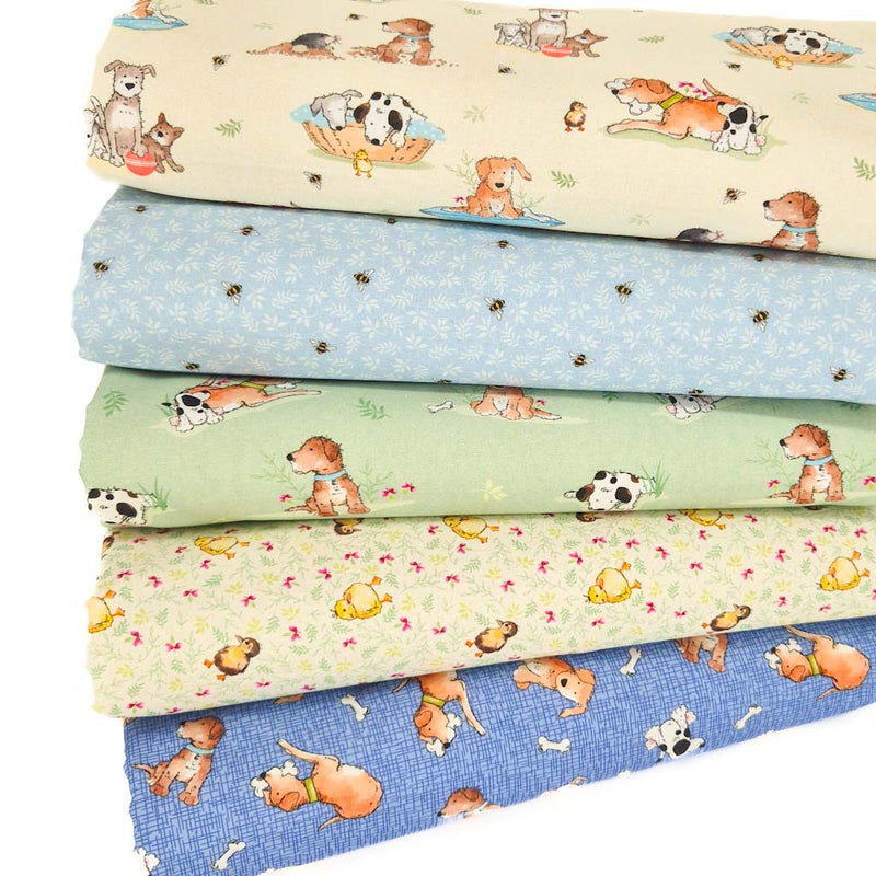 A fat quarter bundle with dogs and ducks