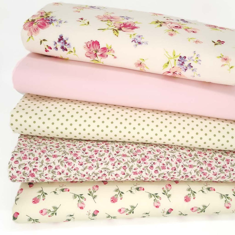 A Rose and Hubble floral fat quarter bundle in cream and pink