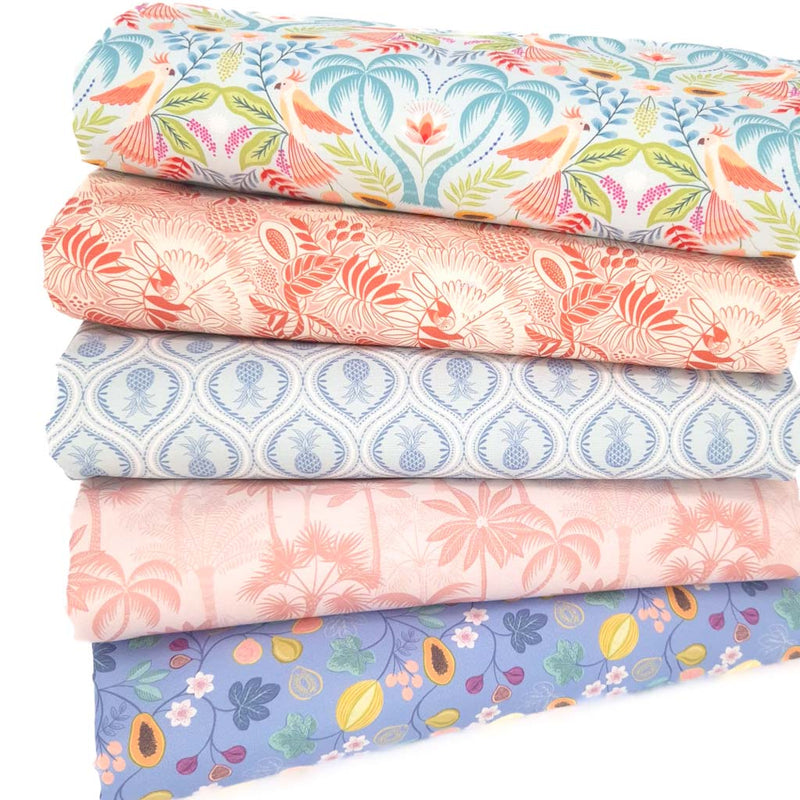Paradise fat quarter bundle in aqua by Lewis  Irene