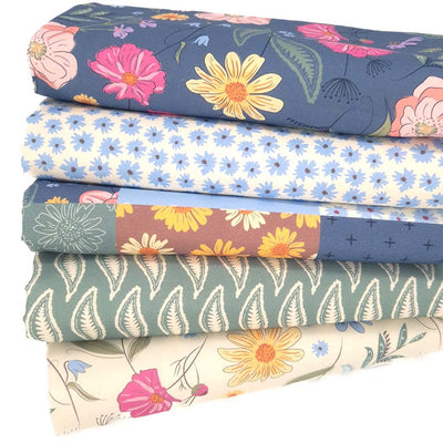 A cotton fat quarter bundle with floral and patchwork prints