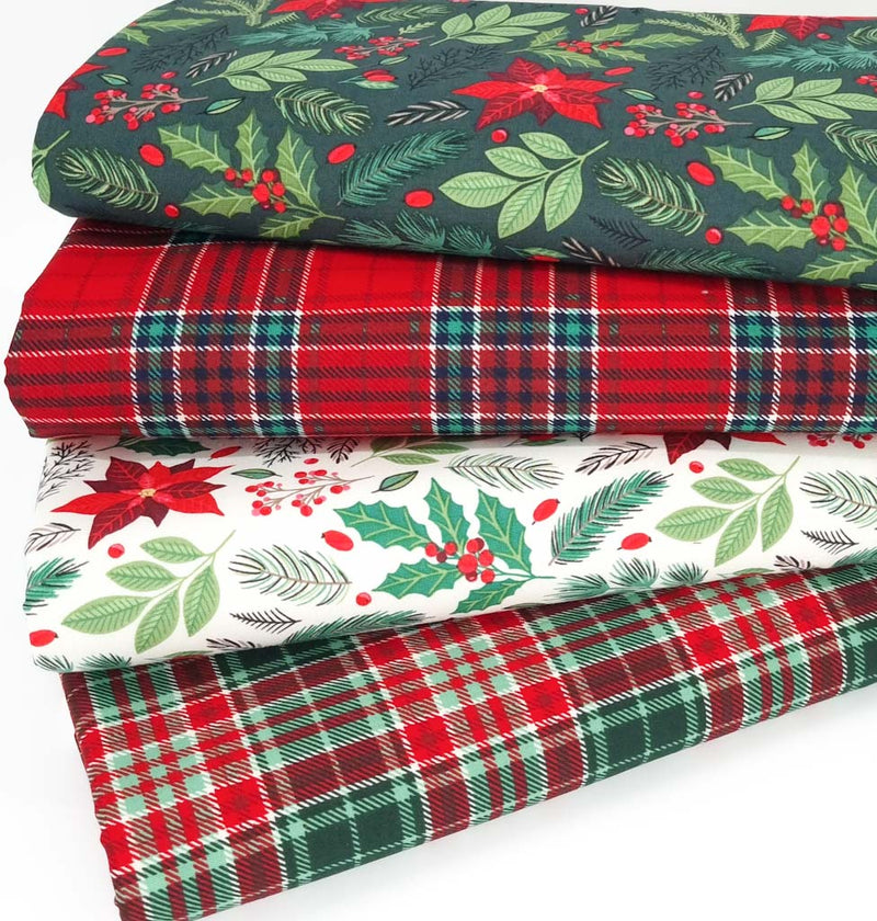 Festive floral prints and tartans on cotton fabric