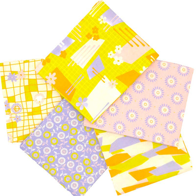 A fat quarter bundle of five retro prints on cotton fabric