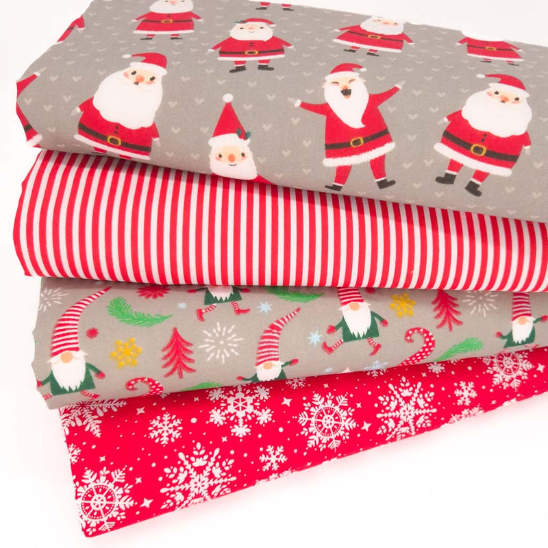 Christmas fat quarter bundle with Santa and gonk