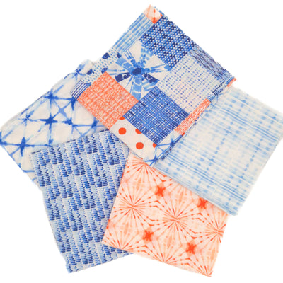 A bundle of five shibori style cotton fabric quarter fabric prints
