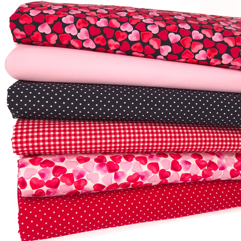 A heart themed fat quarter bundle