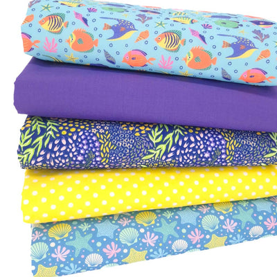A fish themed polycotton fat quarter bundle