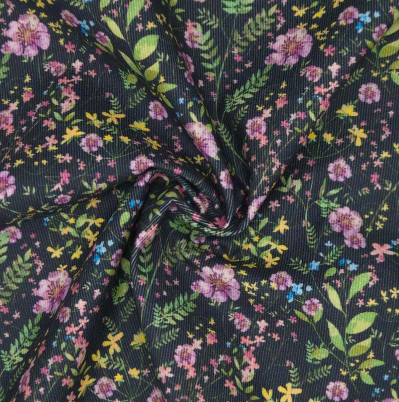 Floral Vines - Cotton Needlecord - Corduroy