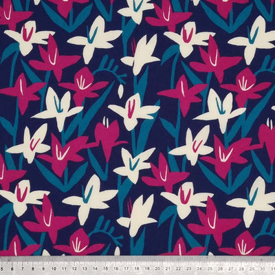 Lily flowers printed on a polycotton fabric