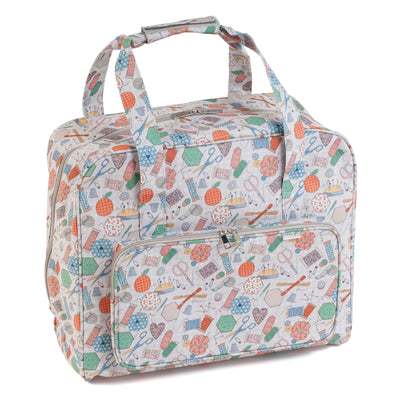 Sewing machine carry bag printed with haberdashery items