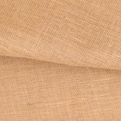 Close up image of natural jute hessian with a medium weave