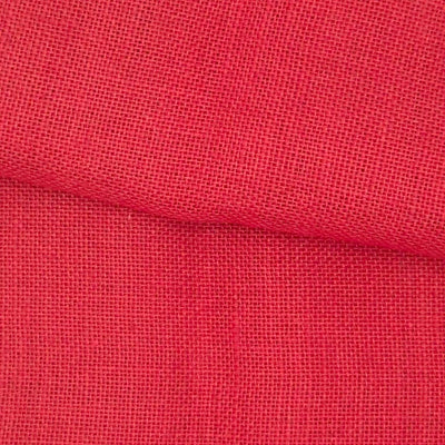Close up of red hessian