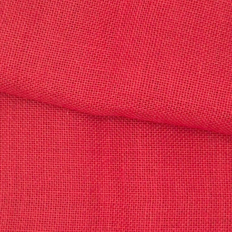 Close up of red hessian